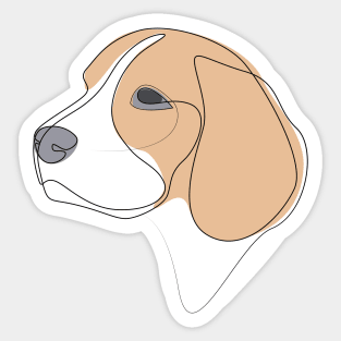 Beagle - one line drawing with colour Sticker